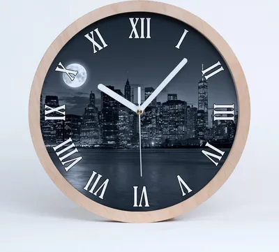 Produktbild von Holzuhr 20fi cm wanduhr - weiße Spitzen - new york Nacht