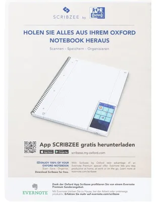 Immagine prodotto di Oxford 400101422 Bloc-notes DUO - A4+ a quadretti e a righe 80 fogli 90 g/m² 4 fori 2 margini