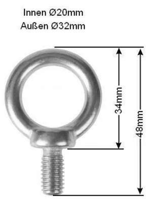 Produktbild von Edelstahl Ringbolzen V4A Augenbolzen Ringschraube Schraube Öse M6 M8 M10 M12 M16 M8