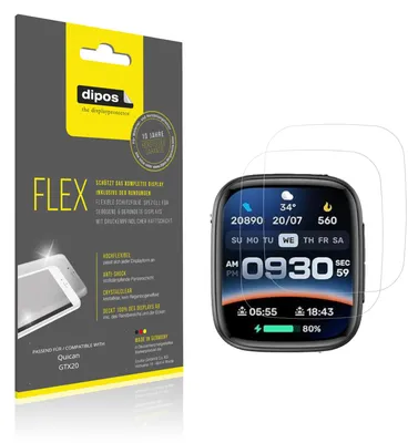Produktbild von 2x Schutzfolie für Quican GTX20 Folie, 100% Displayabdeckung, dipos Flex