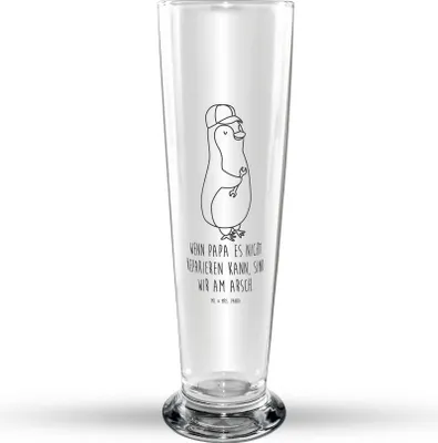 Produktbild von Mr. & Mrs. Panda Bierglas Wenn Papa es nicht reparieren kann, sind wir am Arsch - Transparent - Geschenk, Glasbierglas, Bier Glas, Muttertag, Handwerker, Pinguin, Vater
