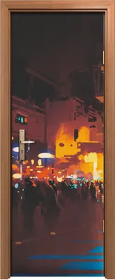 Produktbild von Türposter 70x200 cm Türaufkleber Türtapete Türfolie Klebefolie Kunst Mann Straße Futuristische Stadt