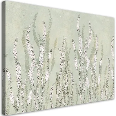 Produktbild von Leinwandbild Blumen auf einem Wandhintergrund 120x80 Feeby Grün bild für die wand bereit zum aufhängen