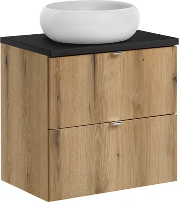 Produktbild von Waschtisch 60cm, in Eiche und schwarz, NEWPORT-56-OAK
