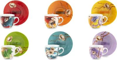 Zdjęcie produktu dla Excelsa zestaw 6 filiżanek do espresso ze spodkami Porcelana Fuji 7 cl Kolorowe