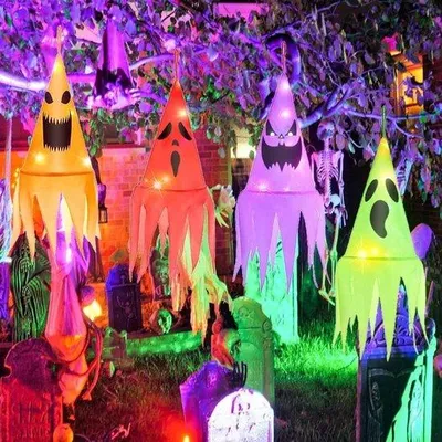 Produktbild von Halloween-Dekoration 4-teilig für Outdoor mit Zauberhut für Außenbeleuchtung und Dekoration.