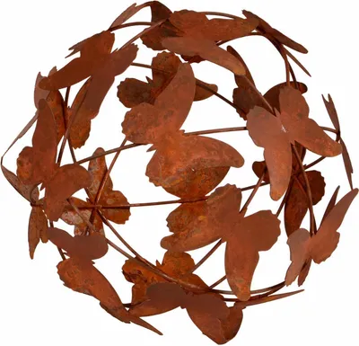 Produktbild von UNUS® Gartenkugel Schmetterlinge  19cm Gartendeko Deko Rostoptik Metallkugel