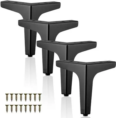 Produktbild von Famanu Möbelbeine 15 cm aus Metall, belastbar bis 800 kg - schwarz, Set von 4 Stück