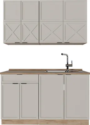 Produktbild von Singleküche Vicco Fame-Line GrauBeige/Goldkraft Eiche 140 cm , AP Eiche, Model 50494
