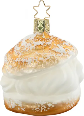 Produktbild von Christbaumschmuck Windbeutel Gebäck 7.5cm Glas beige, 1 Stück