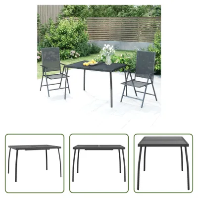 Immagine prodotto di The Living Store tavolo da giardino antracite 110x80x72 cm griglia in acciaio