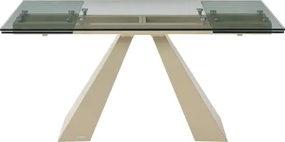 Produktbild von Esstisch ausziehbar - 6 bis 10 Personen - Sicherheitsglas & beigefarbenes Metall - Transparent - LOZIPA von Maison Céphy