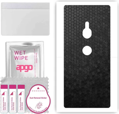 Produktbild von apgo Rückseite Schutzfolie, Skin, kompatibel mit Sony Xperia XZ2, Hinten Displayschutzfolie aus Vinylfolie, kratzfest, einfache Montage - Schwarze Honigwabe