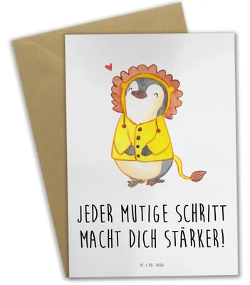 Produktbild von Mr. & Mrs. Panda Grußkarte Angst überwinden - Weiß - Geschenk, weihnachtskarten, Zuversicht, Inspiration, Trost, hochzeitskarten, Selbstvertrauen, Herausforderungen