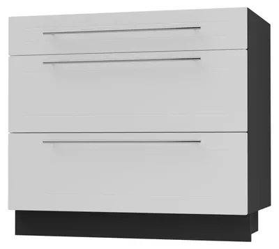 Image de Meuble à tiroirs KVANTUM, coulisses à sortie partielle 90 cm, couleur du corps et de la façade au choix (Q-D3M/90), blanc mat, noir