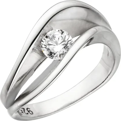 Produktbild von Gr. 54 Damen Ring 925 Sterling Silber 1 Zirkonia Silberring