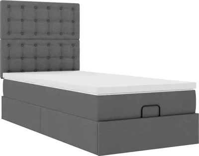 Immagine prodotto di Pouf Letto con Materasso Grigio Scuro 90x200 cm in Tessuto