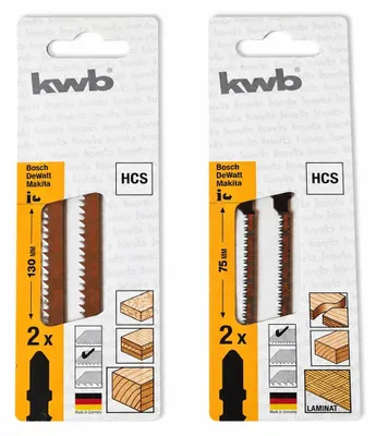 Produktbild von 4 x KWB Sägeblätter 623323 + 630923 Holz Stichsäge T-Schaft HCS Sägeblatt sägen