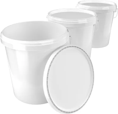 Produktbild von Eimer mit Deckel 16 L | Vorratseimer | Lebensmittelecht Weiß | PP | 3 Stück