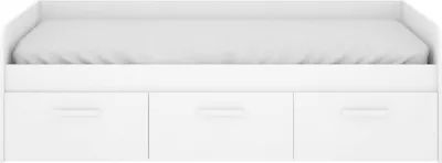 Produktbild von Kinderbett Daabou, Bettkasten für Schlafzimmer, Struktur für Einzelbett mit 3 Schubladen, 194 x 97 x 60 cm, Weiß