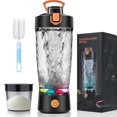 Produktbild von Protein Shaker, 550ml auslaufsicherer Elektrischer Shaker, USB Wiederaufladbar, für Potein Pulver und Milchshake, BPA-frei, Schwarz