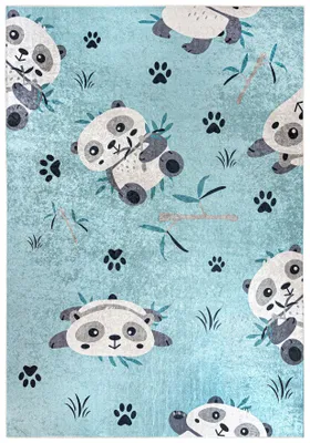 Produktbild von Mazovia Kinderteppich Bär Blau 120x170 cm Kurzflor Pflegeleicht Spielteppich für Kinderzimmer