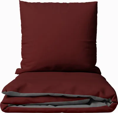 Produktbild von Mikrofaser Bettwäsche Set 155x220 cm Wendebettwäsche Bordeaux Anthrazit Einfarbig Design mit Reißverschluss