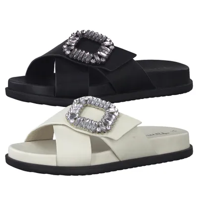 Produktbild von Tamaris Damen Pantoletten Clogs Glitzerschnalle 1-27212-28, Größe:42 EU, Farbe:Beige