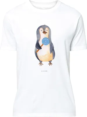 Produktbild von Mr. & Mrs. Panda T-Shirt Pinguin Lolli - Weiß - Geschenk, Heißhunger, Süßigkeiten, Süß, Naschen, Shirt, mit Spruch, S, oberteil, Tshirt