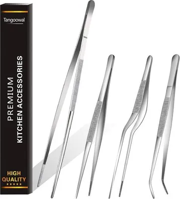 Produktbild von Famanu Kochzange und Küchenpinzette Set - 30,5 cm und 3 x 16 cm Edelstahl