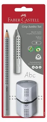 Produktbild von Faber Castell Bleistift Grip Jumbo B silber Rad+Spitzer
