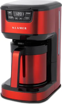 Produktbild von KLAMER Filterkaffeemaschine mit Thermoskanne, Kaffeebereiter mit 1,25L Fassungsvermögen, Startzeitvorwahl & Tropf-Stopp, 1000 Watt Kaffeemaschine für bis zu 10 Tassen