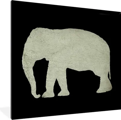 Produktbild von MuchoWow® MuchoWow® Gerahmtes Poster Elefant - Karte - Vintage 40x40 cm - Poster mit zchwarzem Bilderrahmen - Mit Rahmen - Wanddekoration Schlafzimmer