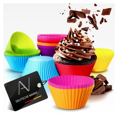 Produktbild von Wiederverwendbare Muffinformen aus hochwertigem Silikon, BPA-frei, 24er-Set in 8 Farben
