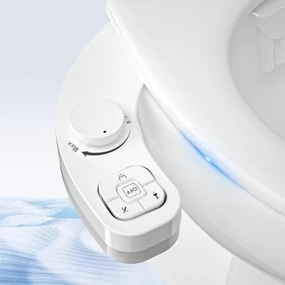 Produktbild von Famanu Toilettensitzbidet mit Druckknopf, doppelte Düsen, einstellbare Wasserdruck, weiß