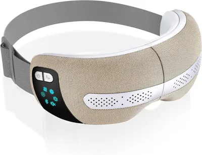Image de Appareil de massage oculaire chauffant SereneLife, masque électrique pour les yeux avec 5 modes, musique via Bluetooth, vibration et fonction rafraîchissante
