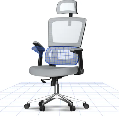Produktbild von FLEXISPOT Bürostuhl Ergonomisch 3D Armlehnen Schreibtischstuhl Höhenverstellbarer Computerstuhl mit Lendenwirbelstütze Mesh-Sitz -Stuhl Grau