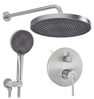 Image de Ensemble De Douche Encastré REA Grace + Box Brush Nickel