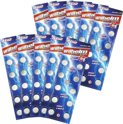 Produktbild von 200 AG12 Wilhelm Knopfzellen Knopfbatterien Uhrenbatterien LR1142 LR43 186 386