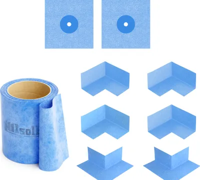 Produktbild von Isolbau 209B Bandset - Dicht-Set für den Innen und außen bereich inkl. 10 m Dichtband, 4x Innenecken, 2x Außenecke & 2x Wandmanschetten, Abdichtung Dusche Bad Küche Wand Wasserdicht