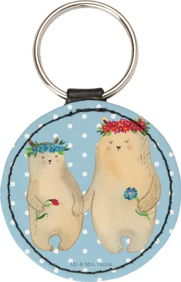 Produktbild von Mr. & Mrs. Panda Schlüsselanhänger Bären mit Blumenkranz - Blau Pastell - Geschenk, Taschenanhänger, Bär, Elegant, Vorbild, Bruder, Anhänger, kleiner, Tochter, Kinder