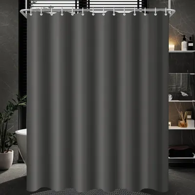 Zdjęcie produktu dla Zasłona prysznicowa, 100x180 cm, ciemnoszara, wodoodporna, antygrzybowa, nadająca się do prania, wykonana z poliestru, z obciążonym dołem, z 8 oczkami