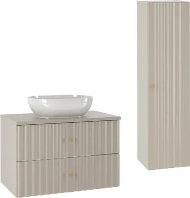 Produktbild von Waschtisch und Hängesäule 80.6cm Izae mit 2 Schubladen, Kaschmir