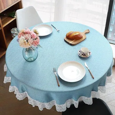 Produktbild von Famanu Tischdecke Wasserfest - r Perlmutt-Look, Rund, Blau, 180 cm