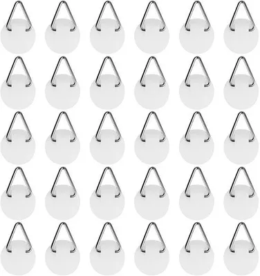 Produktbild von 30er-Pack Kunstwerkhaken für Bilderrahmen, selbstklebende Haken für Fotos, Poster, Kunstwerke, ohne Bohren, kleine Runde Bilderrahmenhaken