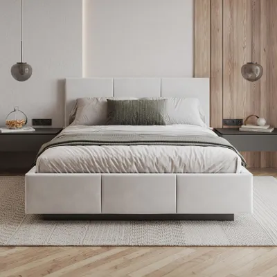 Produktbild von FDM Bett ALMADA Trinity 120x200 cm Polsterbett mit Lattenrost aus Metall Bettkasten Stauraumbett Samt weiß