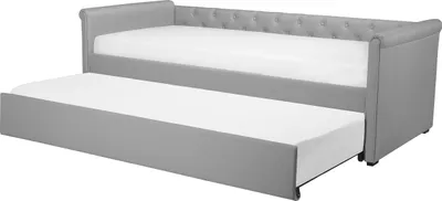 Zdjęcie produktu dla BELIANI Łóżko jasnoszare 90 x 200 cm rozsuwane miejsce dla gościa wersalka