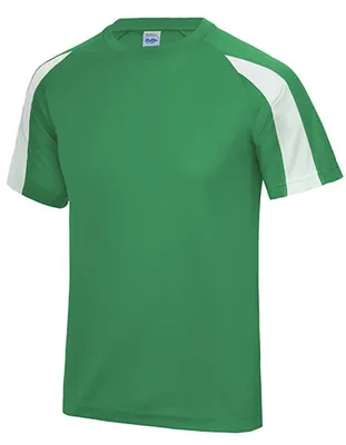 Image de Just Cool JC003 | T-shirt de sport Contrast Cool + WRAP - Couleur : Kelly Green/Arctic White - Taille : XXL