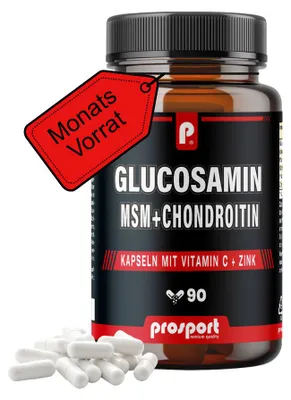 Produktbild von Prosport Glucosamin MSM Chondroitin 90 Kapseln mit Vitamin C + Zink