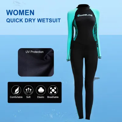 Produktbild von Schnell trocknender Damen-Badeanzug, einteilig, langärmelig, für Sommer-Wassersport